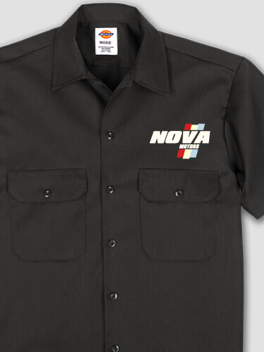 Vintage Motors Black Embroidered Work Shirt