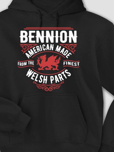 Welsh Parts Black Adult Hooded Sweatshirt
