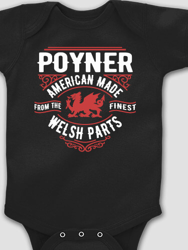 Welsh Parts Black Baby Bodysuit