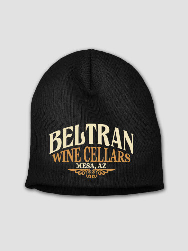 Wine Cellars Black Embroidered Beanie