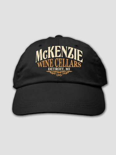 Wine Cellars Black Embroidered Hat