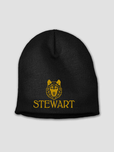 Wolf Black Embroidered Beanie
