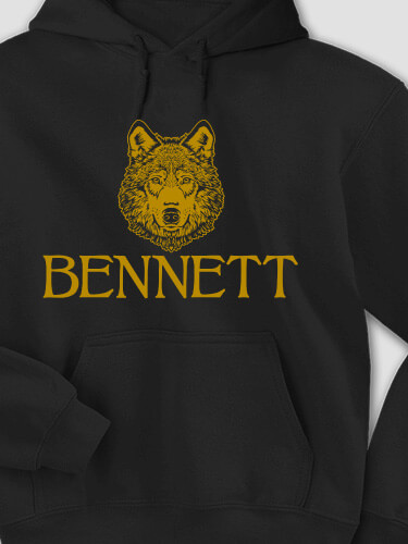 Wolf Black Adult Hooded Sweatshirt