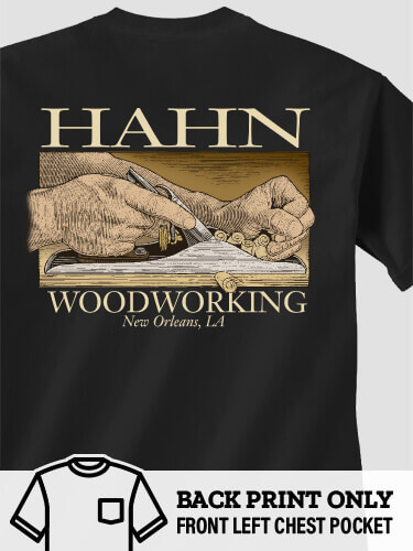 Woodworking Black Pocket Adult T-Shirt