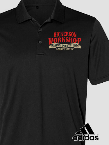 Workshop Black Embroidered Adidas Polo Shirt