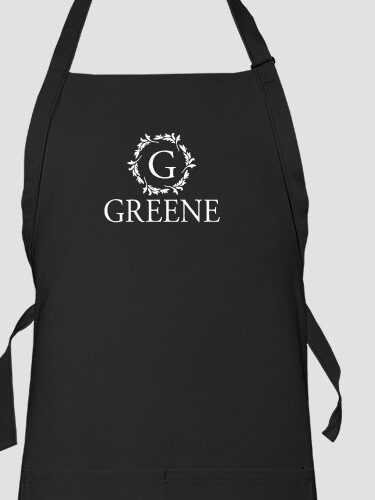 Wreath Monogram Black Apron