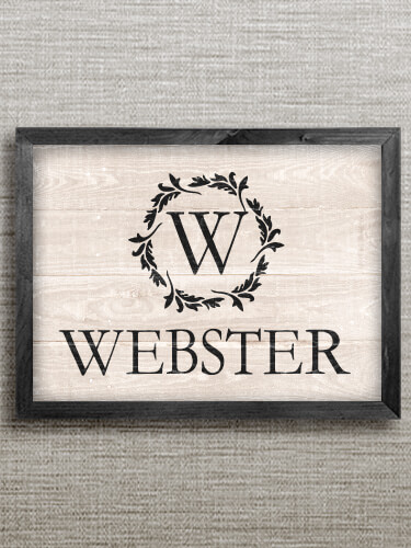 Wreath Monogram Black Framed Wall Art 16.5 x 12.5