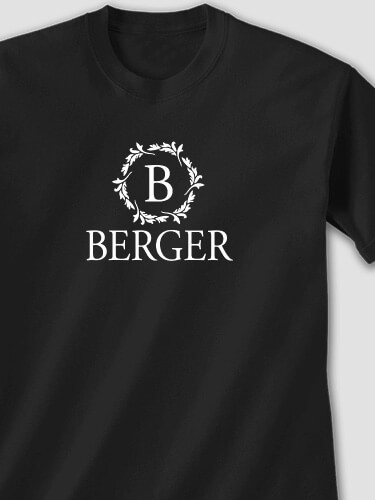 Wreath Monogram Black Adult T-Shirt