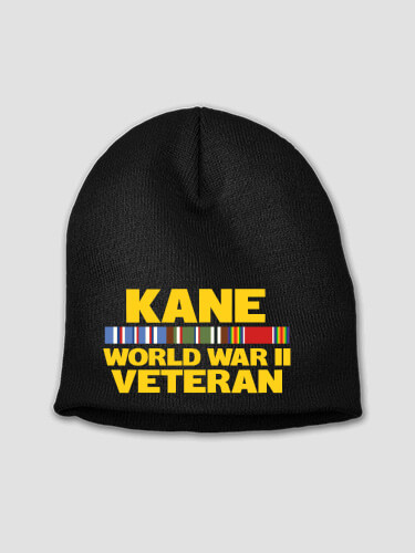 WW2 European Veteran Black Embroidered Beanie