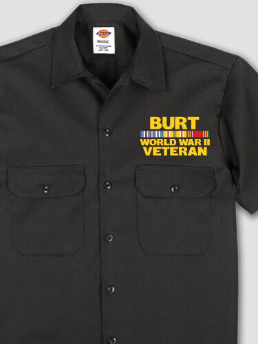 WW2 Pacific Veteran Black Embroidered Work Shirt