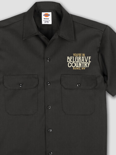 Your Country Black Embroidered Work Shirt