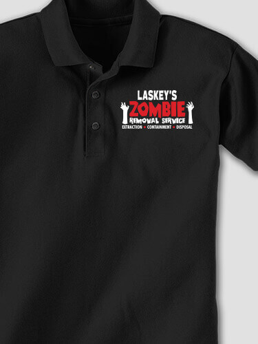 Zombie Removal Service Black Embroidered Polo Shirt