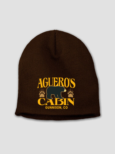 Bear Cabin Brown Embroidered Beanie