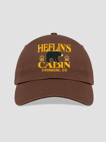 Bear Cabin Brown Embroidered Hat