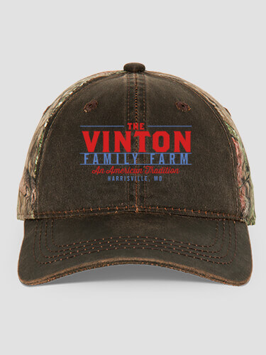 American Farm Brown/Camo Embroidered 2-Tone Camo Hat