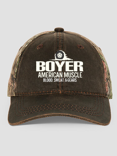 American Muscle Brown/Camo Embroidered 2-Tone Camo Hat