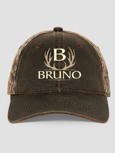 Antler Monogram Brown/Camo Embroidered 2-Tone Camo Hat