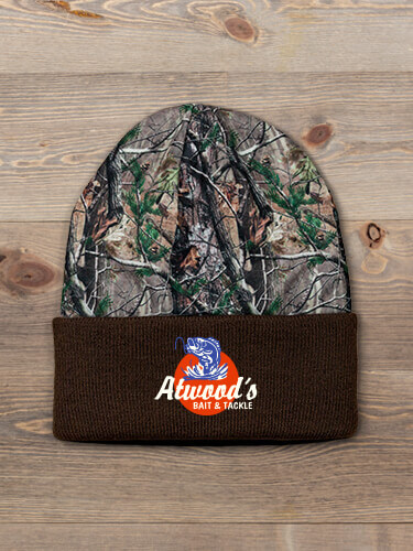 Bait and Tackle Brown/Camo Embroidered 2-Tone Camo Cuffed Beanie