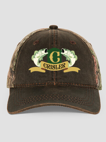 Bass Coat Of Arms Brown/Camo Embroidered 2-Tone Camo Hat