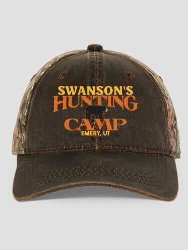 Bear Hunting Camp Brown/Camo Embroidered 2-Tone Camo Hat