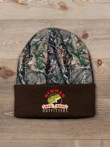Big Bass Outfitters Brown/Camo Embroidered 2-Tone Camo Cuffed Beanie