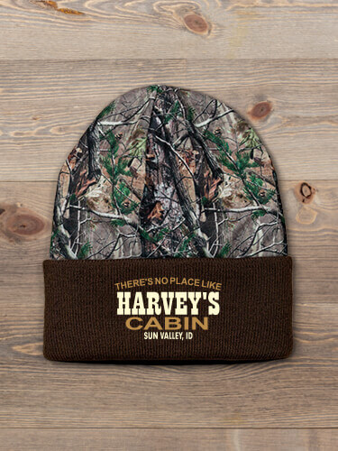 Cabin Brown/Camo Embroidered 2-Tone Camo Cuffed Beanie