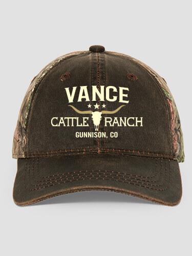 Cattle Ranch Brown/Camo Embroidered 2-Tone Camo Hat