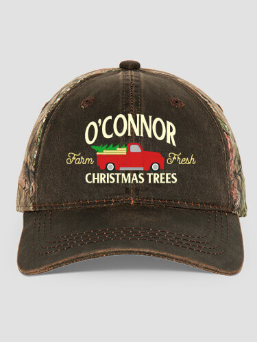 Christmas Tree Farm Brown/Camo Embroidered 2-Tone Camo Hat
