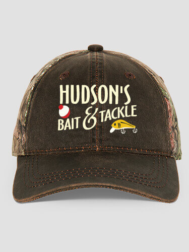 Classic Bait and Tackle Brown/Camo Embroidered 2-Tone Camo Hat