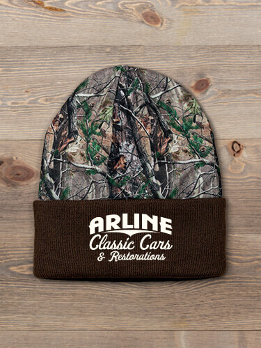 Classic Cars II Brown/Camo Embroidered 2-Tone Camo Cuffed Beanie