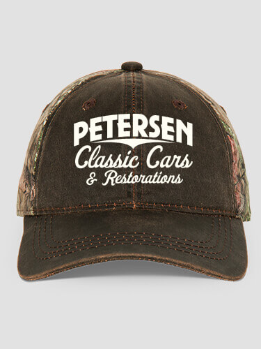 Classic Cars Brown/Camo Embroidered 2-Tone Camo Hat