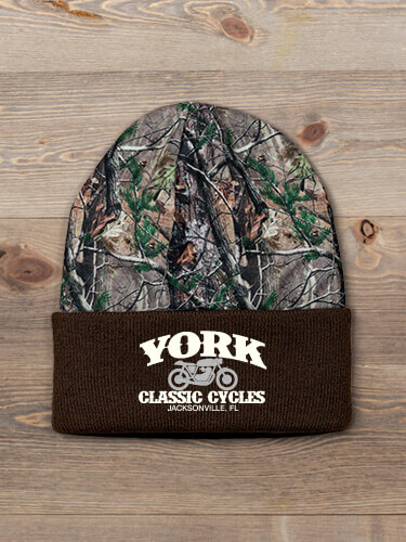 Classic Cycles Brown/Camo Embroidered 2-Tone Camo Cuffed Beanie