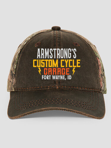 Custom Cycle Garage Brown/Camo Embroidered 2-Tone Camo Hat