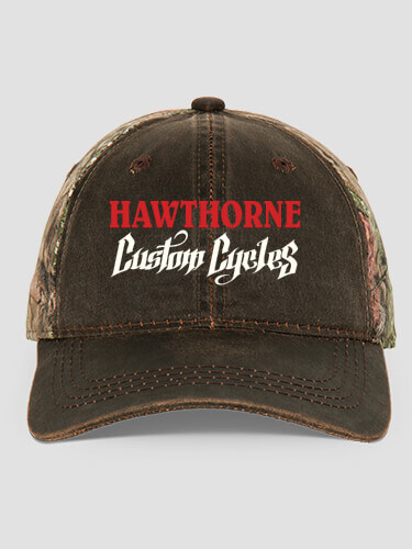 Custom Cycles Brown/Camo Embroidered 2-Tone Camo Hat