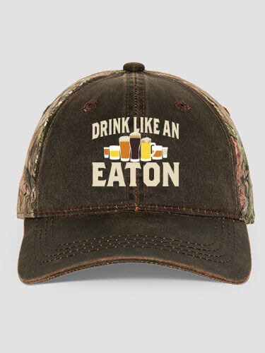 Drink Like A Brown/Camo Embroidered 2-Tone Camo Hat