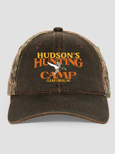 Duck Hunting Camp Brown/Camo Embroidered 2-Tone Camo Hat
