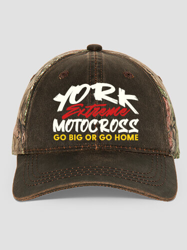 Extreme Motocross Brown/Camo Embroidered 2-Tone Camo Hat