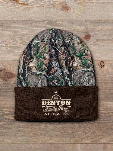 Family Farm Brown/Camo Embroidered 2-Tone Camo Cuffed Beanie