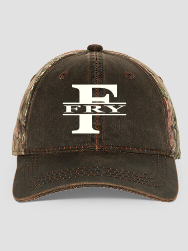 Family Monogram Brown/Camo Embroidered 2-Tone Camo Hat