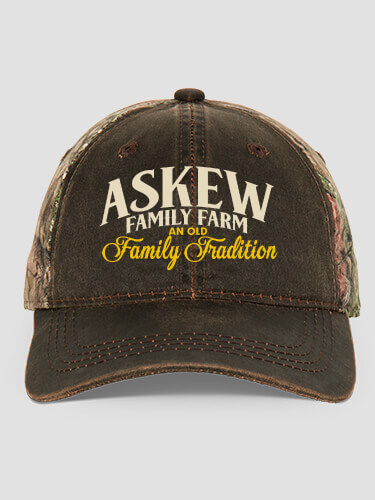 Farming Family Tradition Brown/Camo Embroidered 2-Tone Camo Hat