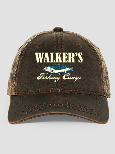 Fishing Camp Brown/Camo Embroidered 2-Tone Camo Hat