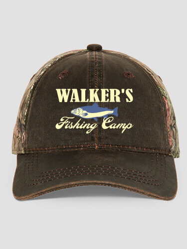 Fishing Camp Brown/Camo Embroidered 2-Tone Camo Hat