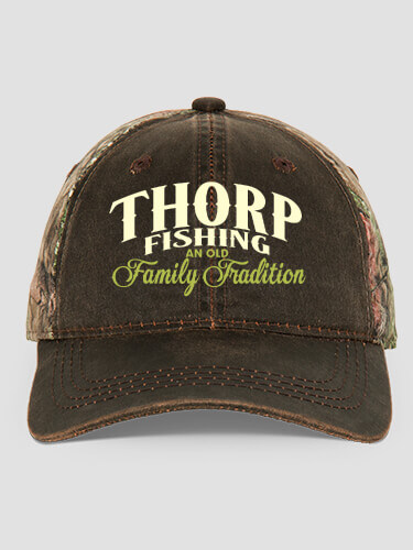 Fishing Family Tradition Brown/Camo Embroidered 2-Tone Camo Hat