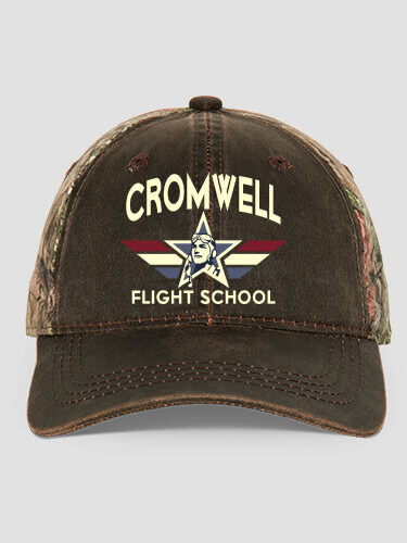 Flight School Brown/Camo Embroidered 2-Tone Camo Hat