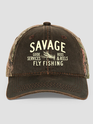 Fly Fishing Guide Brown/Camo Embroidered 2-Tone Camo Hat
