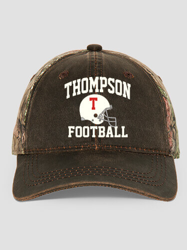 Football Helmet Brown/Camo Embroidered 2-Tone Camo Hat