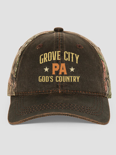 God's Country Brown/Camo Embroidered 2-Tone Camo Hat