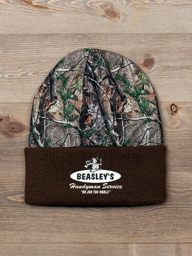 Handyman Service Brown/Camo Embroidered 2-Tone Camo Cuffed Beanie