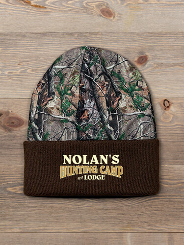 Hunting Camp Brown/Camo Embroidered 2-Tone Camo Cuffed Beanie