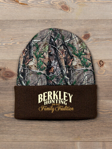 Hunting Family Tradition Brown/Camo Embroidered 2-Tone Camo Cuffed Beanie